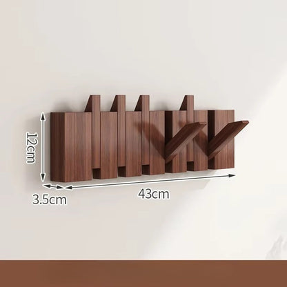 Modern Wooden Flip Hook Rack With Foldable Hooks