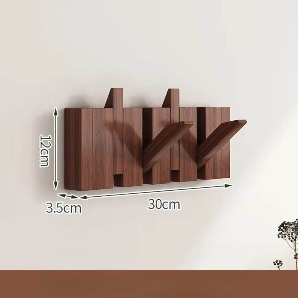 Modern Wooden Flip Hook Rack With Foldable Hooks