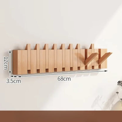 Modern Wooden Flip Hook Rack With Foldable Hooks