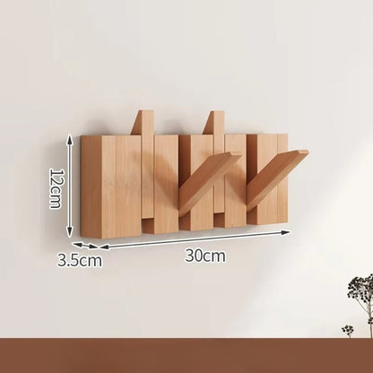 Space Saving Wooden Coat Hook Rack With Folding Hooks - Nocini