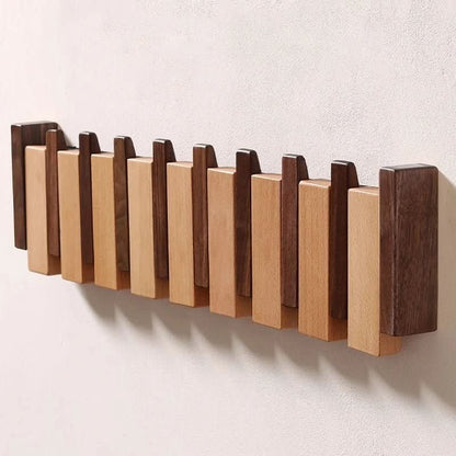 Minimalist Wooden Piano Wall Hook With Multiple Pegs