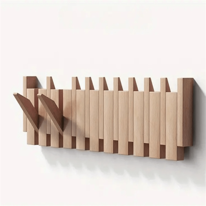 Minimalist Wooden Piano Wall Hook With Multiple Pegs