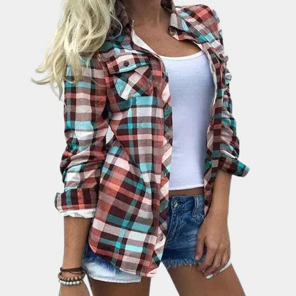 Classic Plaid Women's Shirt with Elegant Style