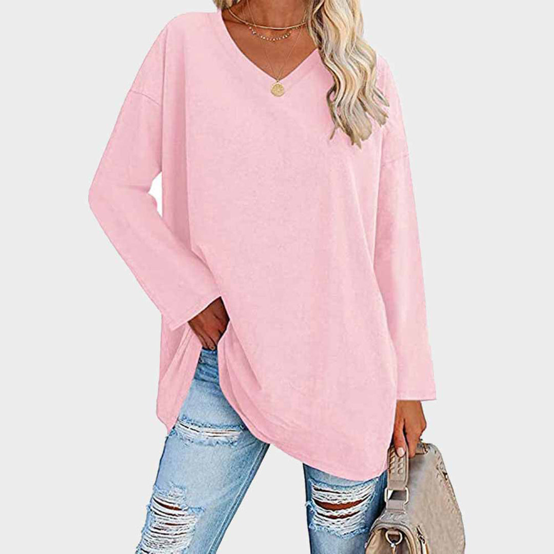 Relaxed Fit V-Neck Tunic Top