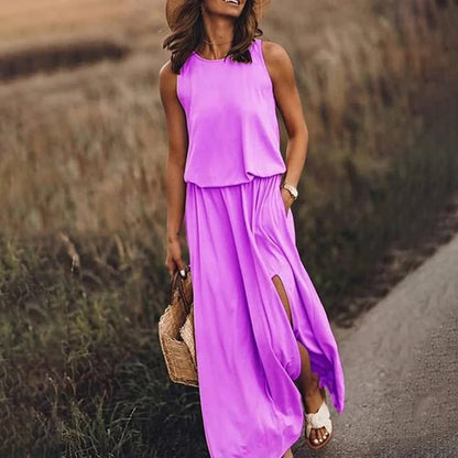 Flowy Summer Maxi Dress with Elastic Waist