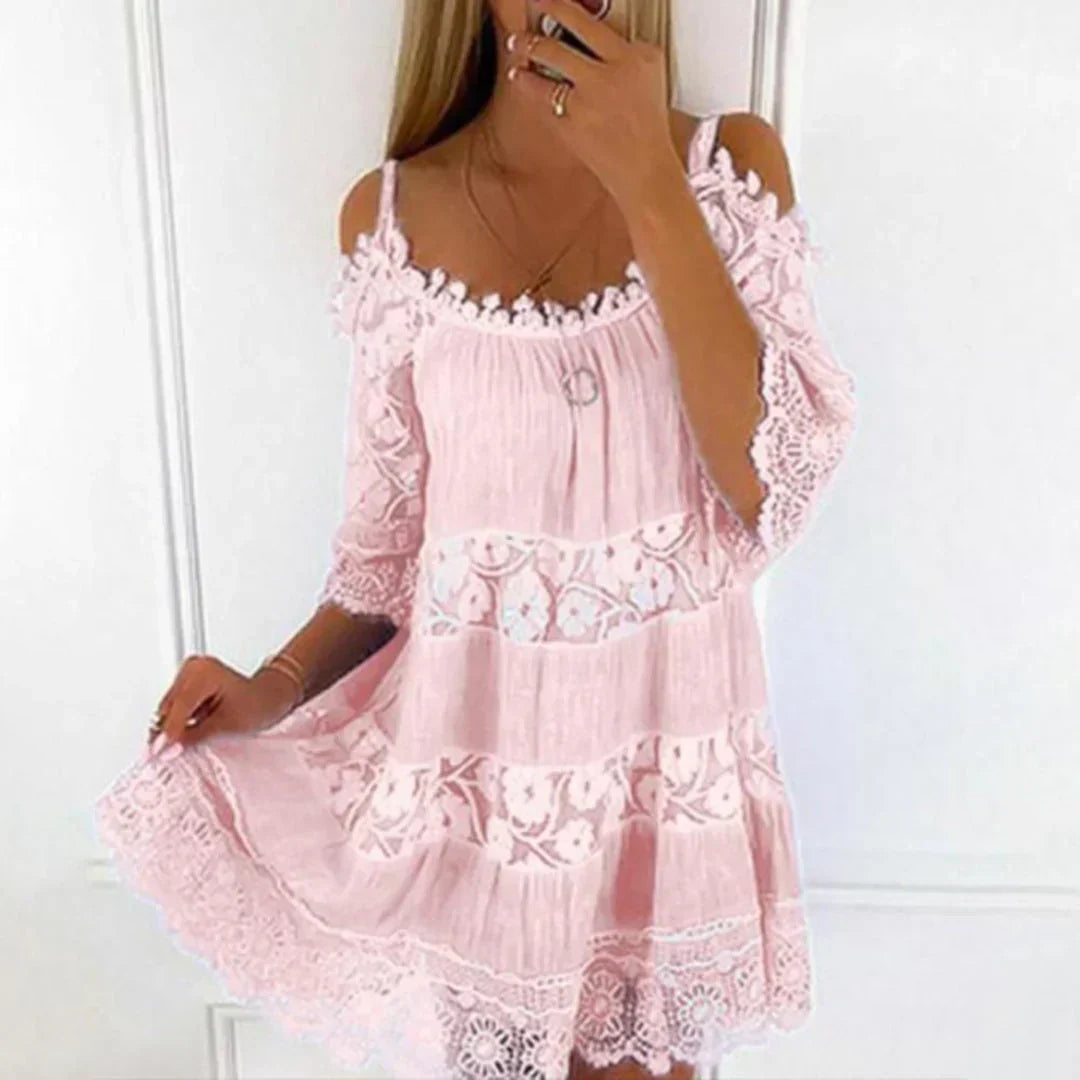 Sunny Boho Lace Embroidered Mini Dress