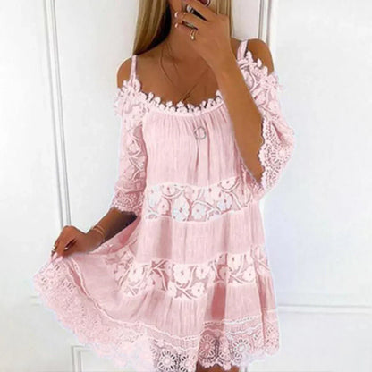 Sunny Boho Lace Embroidered Mini Dress