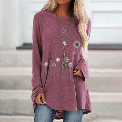 Comfy Floral Embroidered Sweatshirt with Soft Touch