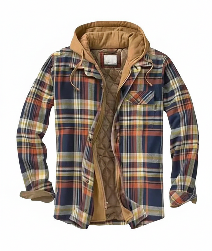 Checked Hoodie Coat for Guys