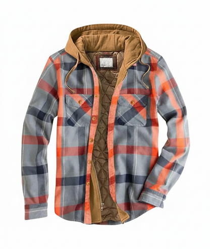 Checked Hoodie Coat for Guys