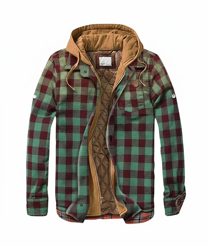 Checked Hoodie Coat for Guys