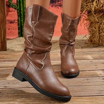 Fashionable Low Heel Western Boots for Women