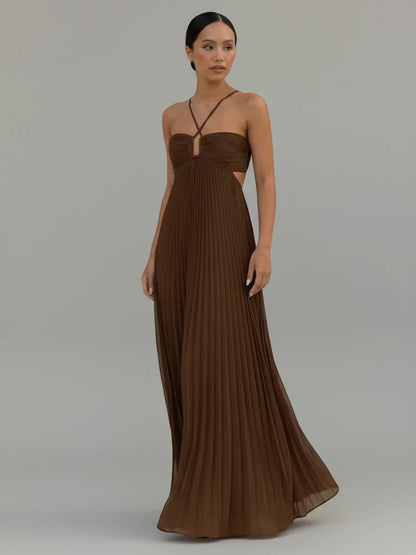 Flowy Long Sleeve Maxi Dress for Ladies - Olytrend