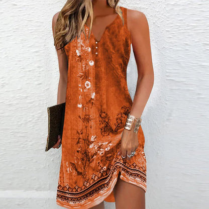 Women's Summer V Neck Sundress with Wide Straps