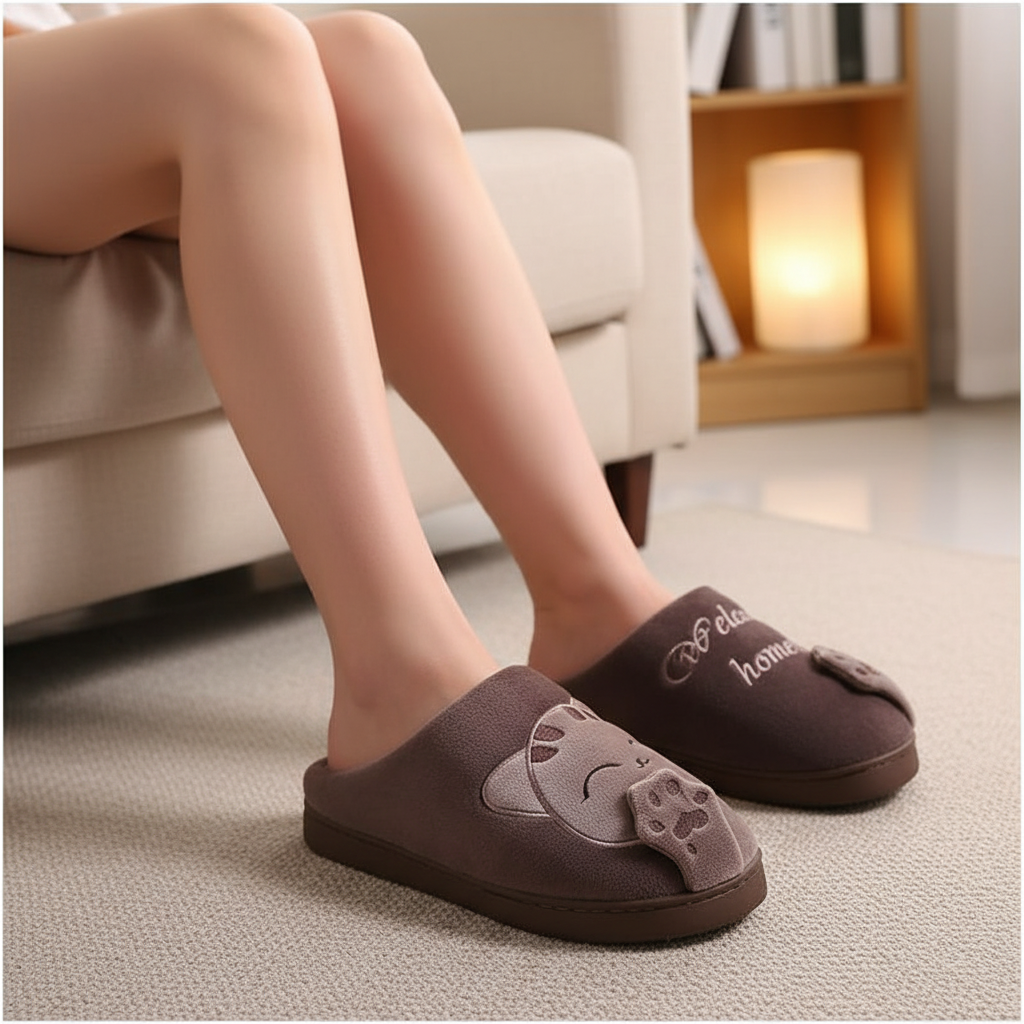 Cozy Fuzzy Kitty Slippers - Pexav