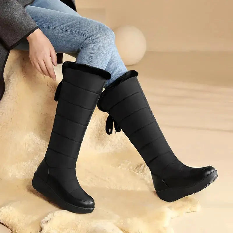 Warm Fuzzy Lace Up Snow Boots for Women - Nocini
