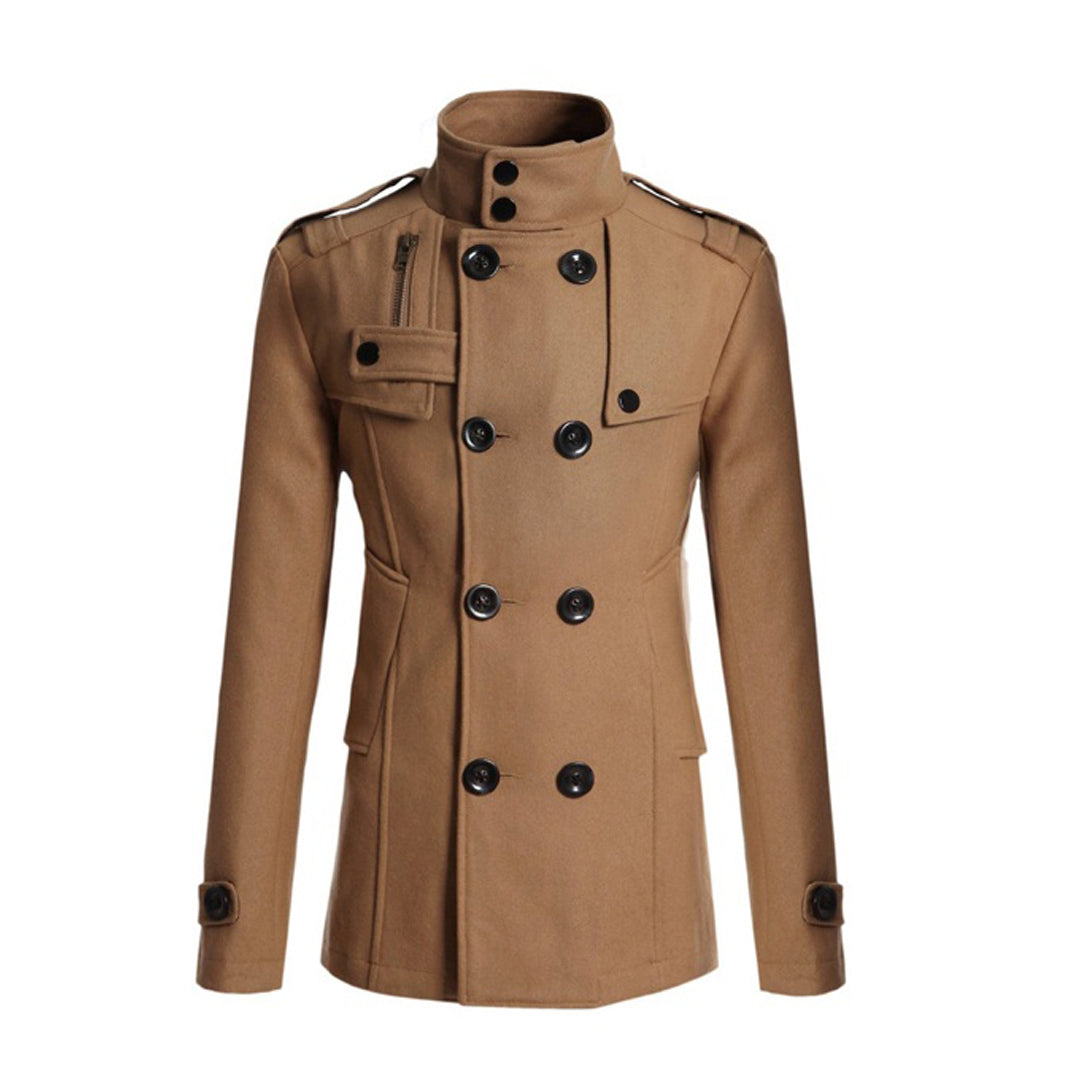 Classic Double Breasted Men's Wool Coat - Nocini