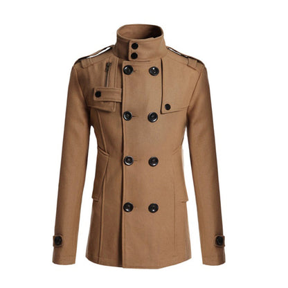 Classic Double Breasted Men's Wool Coat - Nocini
