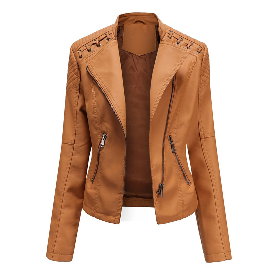 Classic Fitted Leather Biker Jacket
