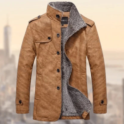Men's Suede Leather Jacket with Shearling Lining - Nocini
