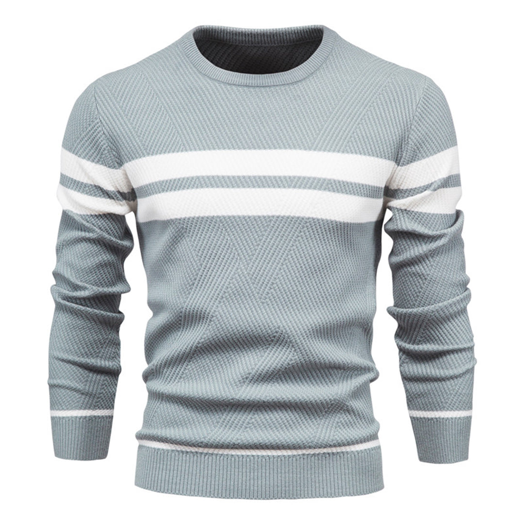 Men's Fit Geometric Pattern Crew Neck Sweater - Nocini