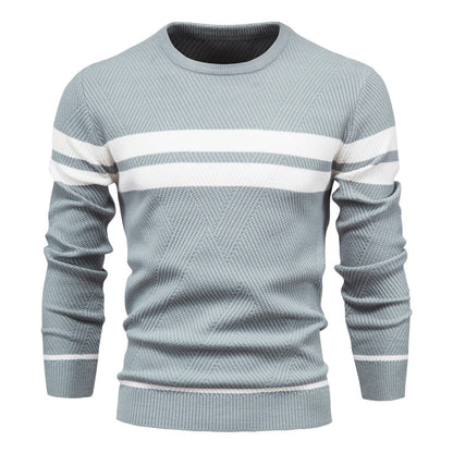 Men's Fit Geometric Pattern Crew Neck Sweater - Nocini