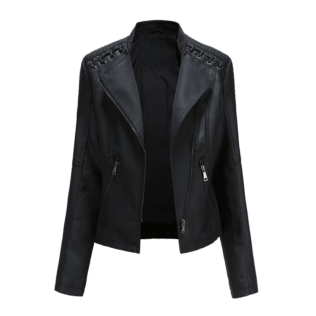 Classic Fitted Leather Biker Jacket - Nocini