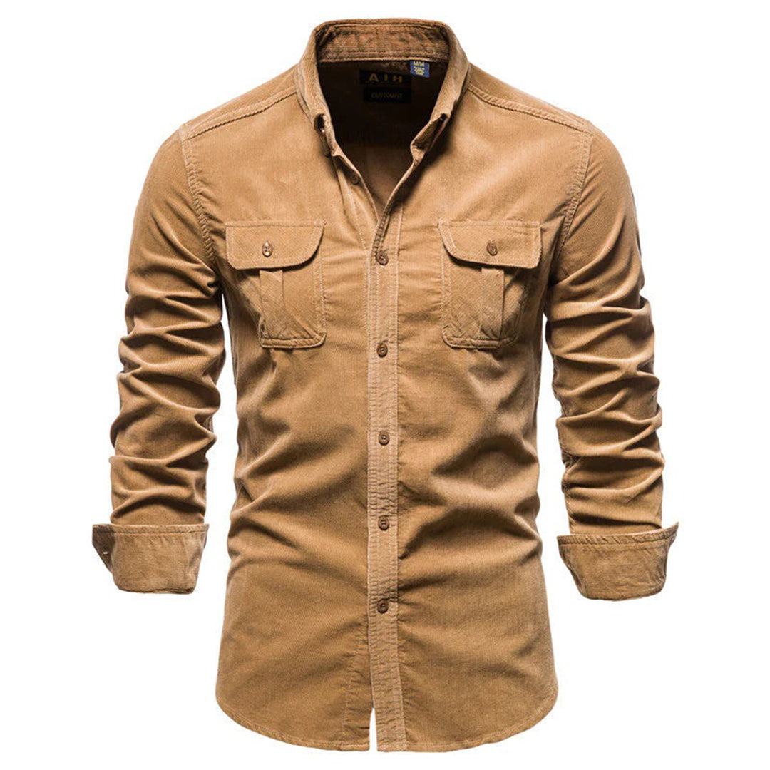 Relaxed Fit Men's Long Sleeve Corduroy Shirt - Nocini