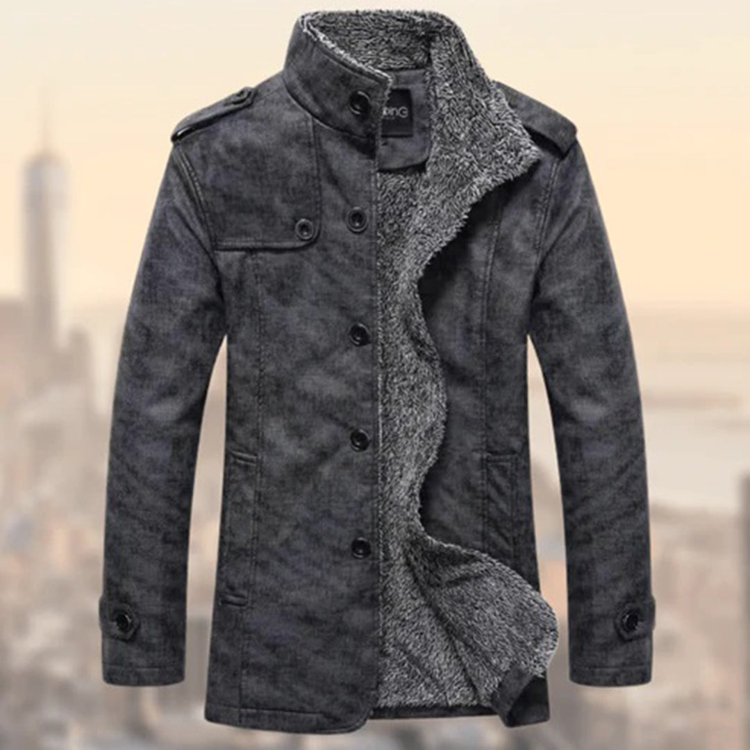 Men's Suede Leather Jacket with Shearling Lining