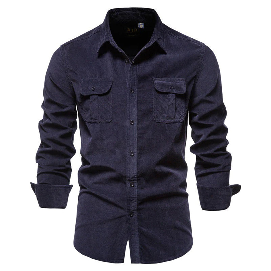 Relaxed Fit Men's Long Sleeve Corduroy Shirt