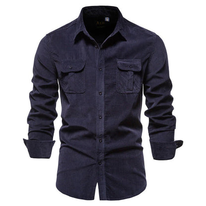 Relaxed Fit Men's Long Sleeve Corduroy Shirt