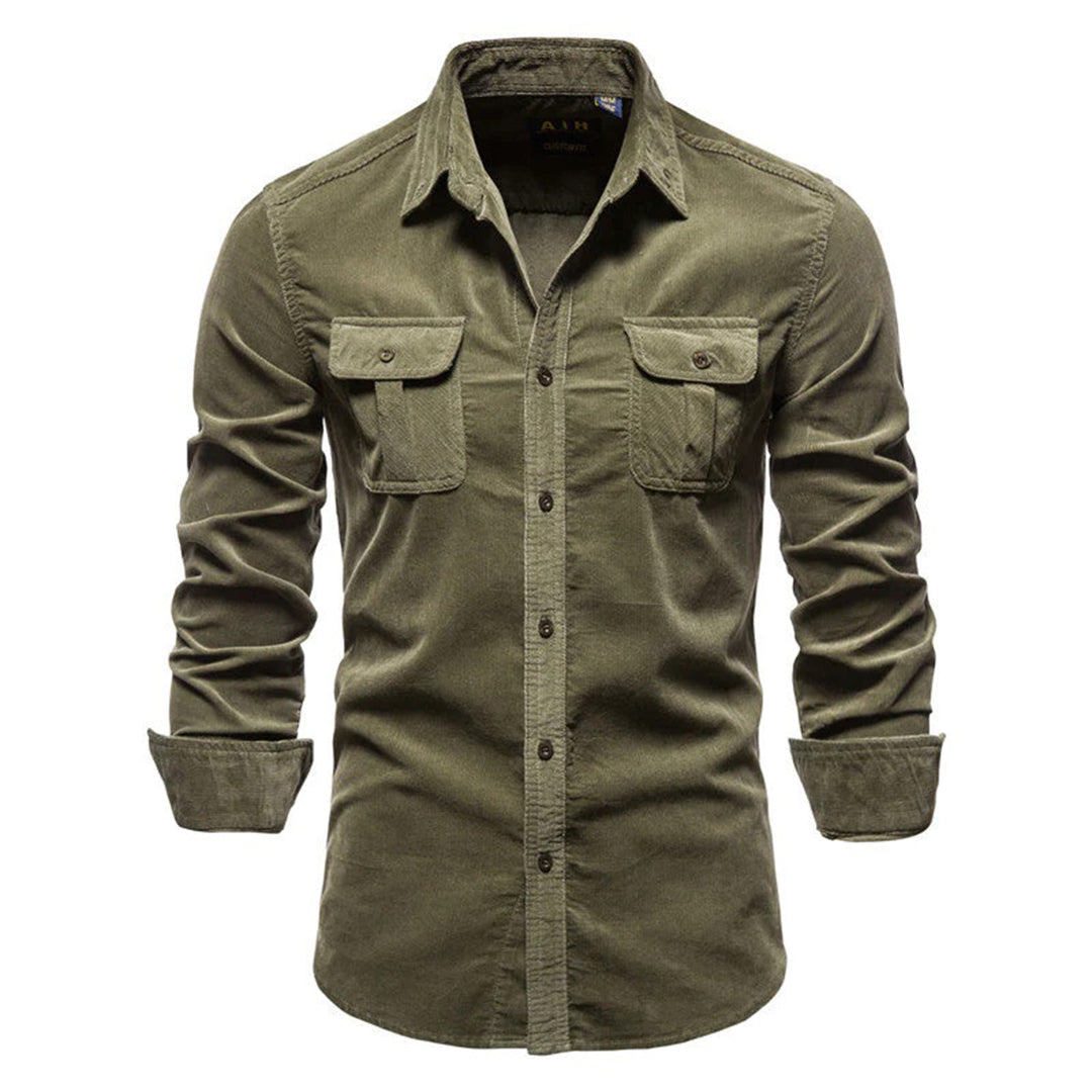 Relaxed Fit Men's Long Sleeve Corduroy Shirt