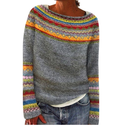Comfy Women's Fair Isle Crew Neck Sweater - Nocini