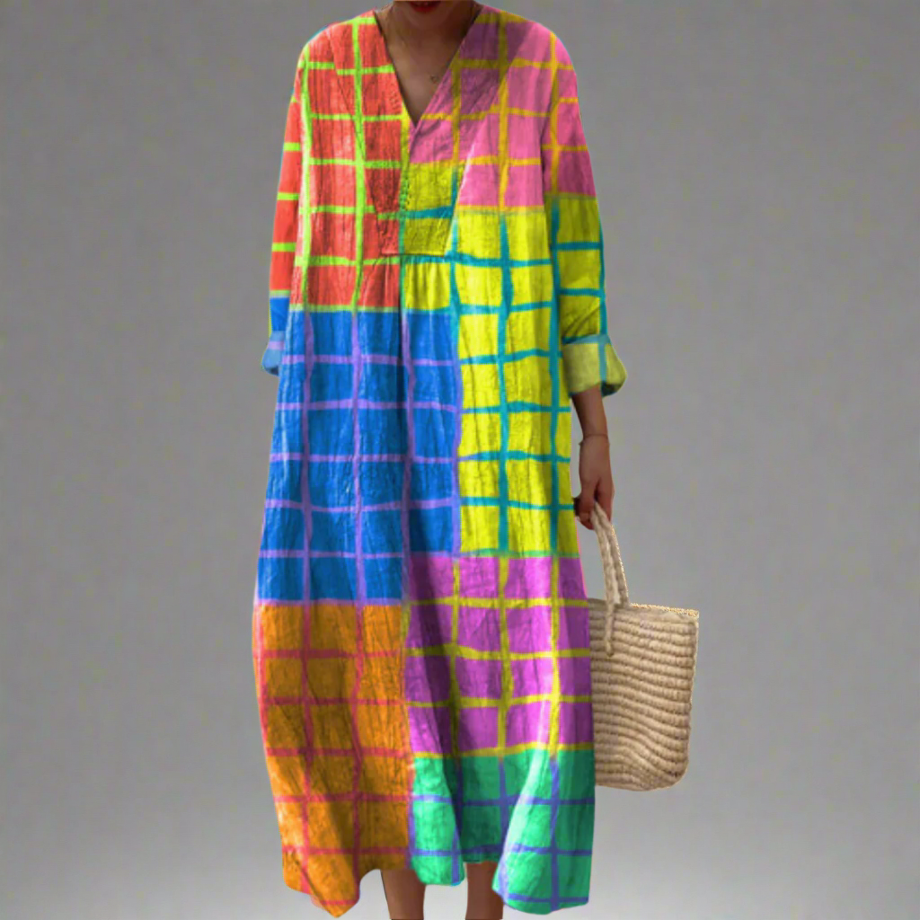 Chic Geo Pattern Evening Dress - Olytrend