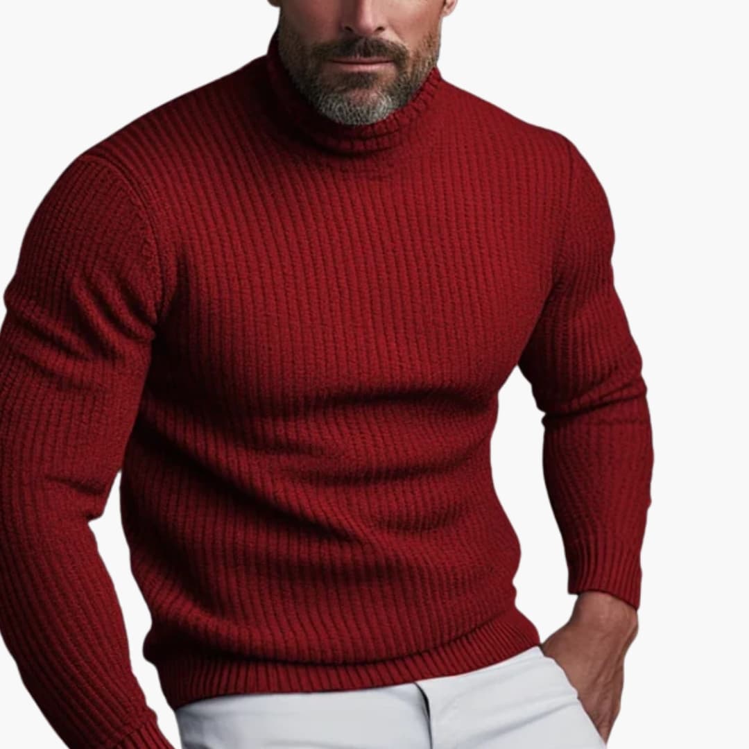 Classic Crew Neck Men's Ribbed Sweater - Olytrend