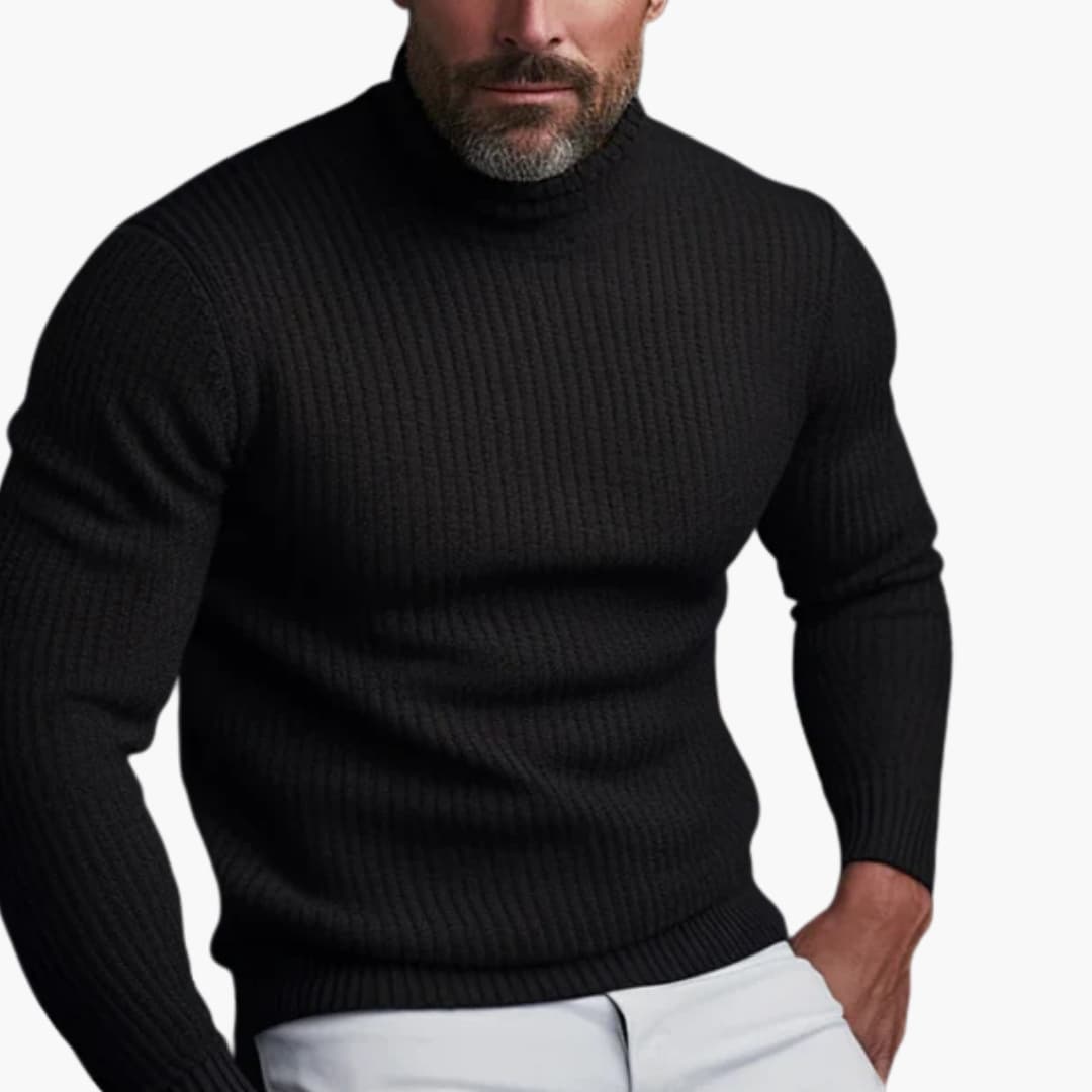 Classic Crew Neck Men's Ribbed Sweater