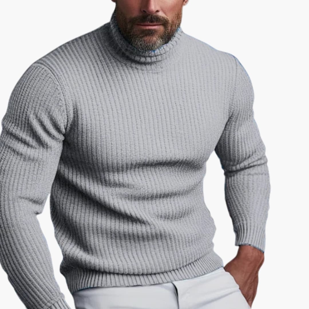 Classic Crew Neck Men's Ribbed Sweater