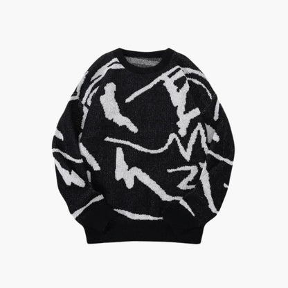 Men's Graphic Crew Neck Ribbed Sweater