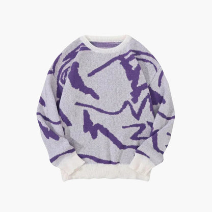 Men's Graphic Crew Neck Ribbed Sweater