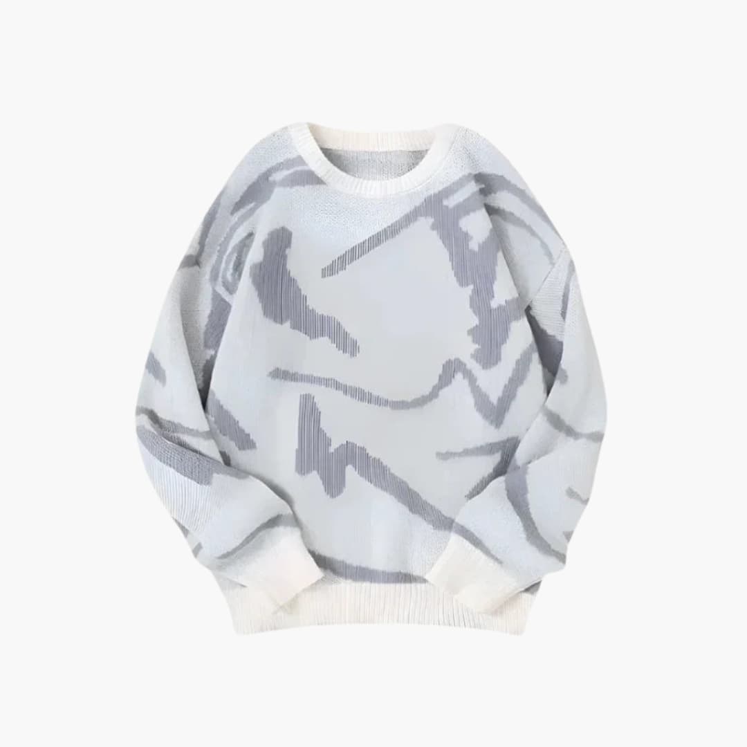 Men's Graphic Crew Neck Ribbed Sweater