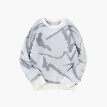 Men's Graphic Crew Neck Ribbed Sweater