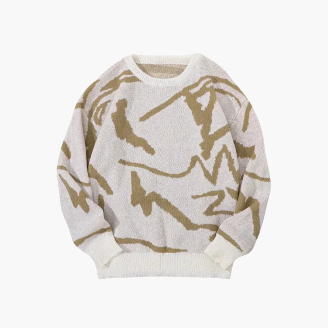 Men's Graphic Crew Neck Ribbed Sweater - Olytrend