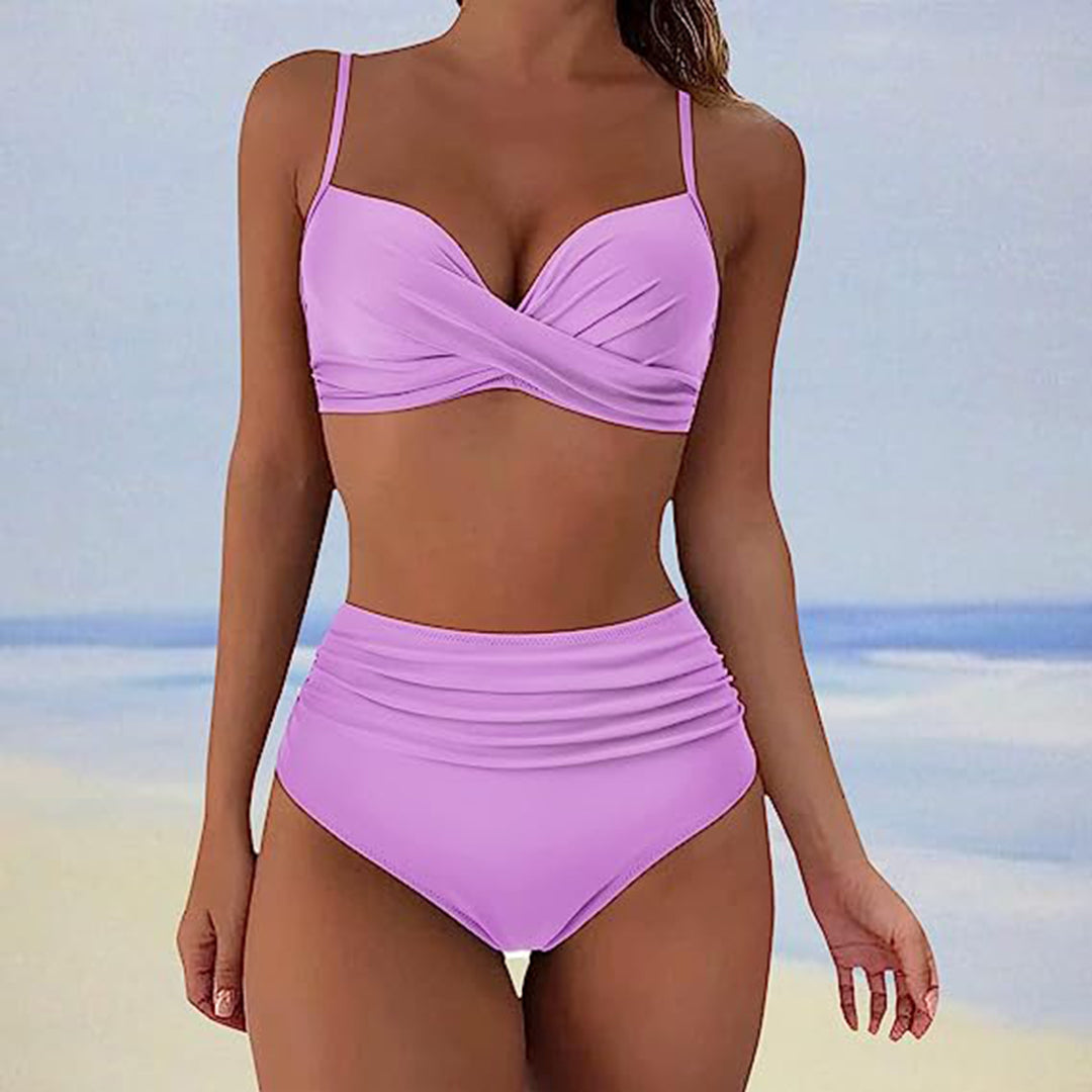 Women's High Waisted Bikini Set with Padded Top - Nocini