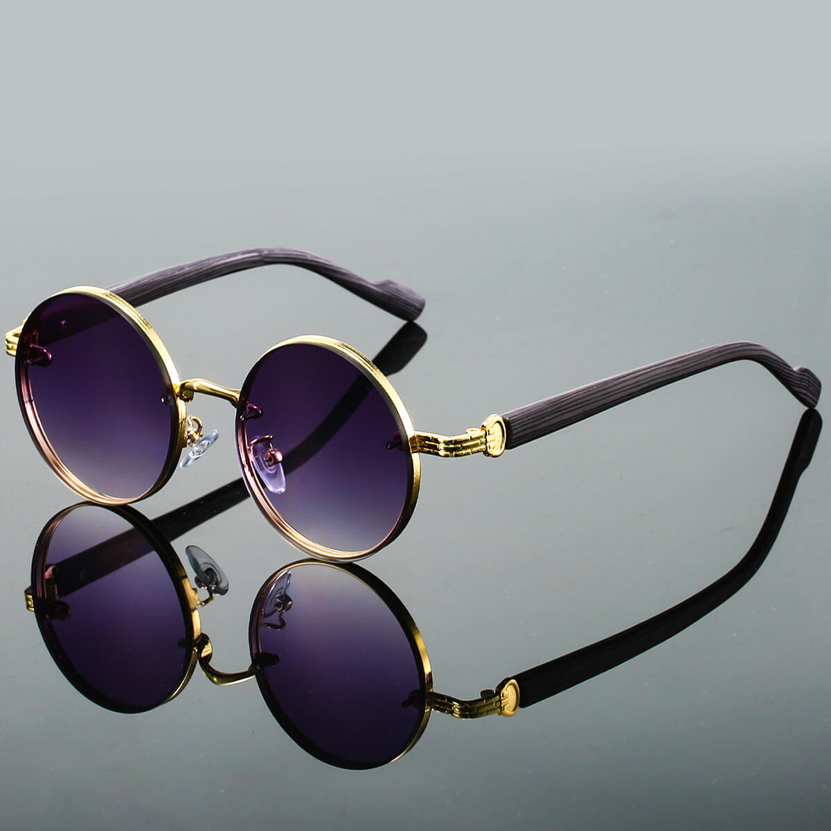 Retro Style Round Shades with Contrast Frames