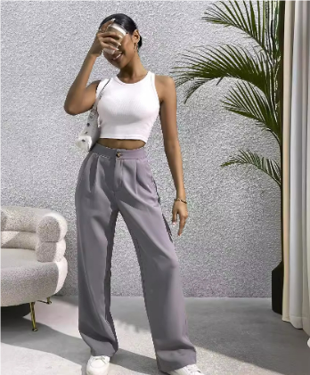 Classic Wide Leg High Waisted Women Pants