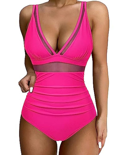 Women's Slim Fit Deep V Swimsuit with High Legs