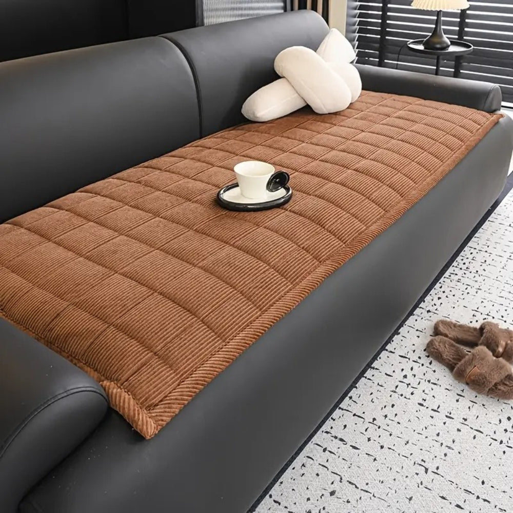 Quilted Couch Cover With Non-Slip Backing