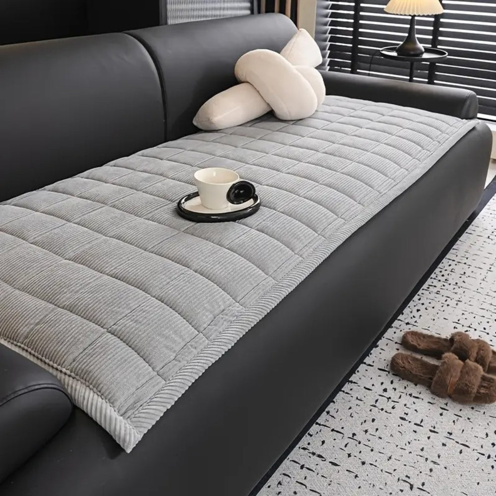 Quilted Couch Cover With Non-Slip Backing
