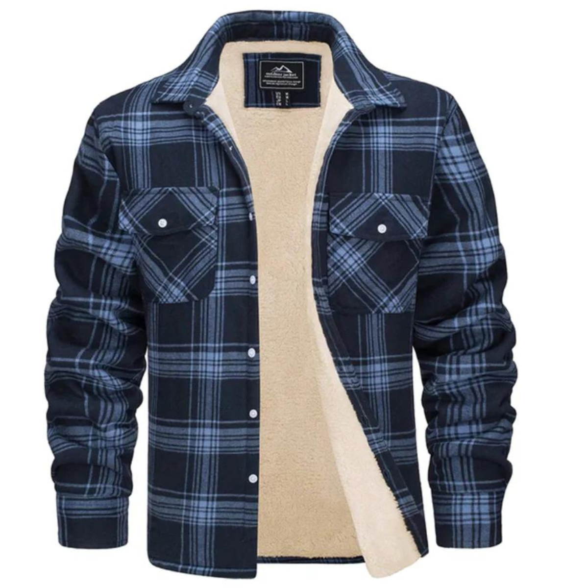 Warm Plaid Flannel Sherpa Jacket for Men