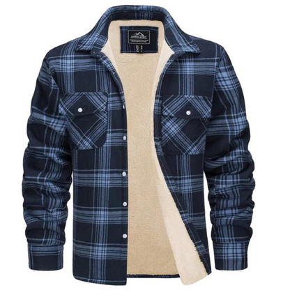 Warm Plaid Flannel Sherpa Jacket for Men